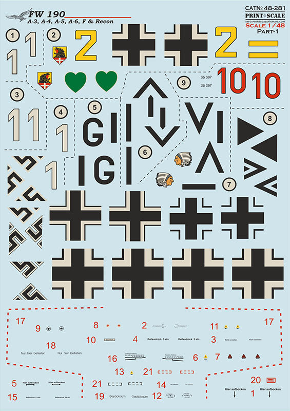 Print Scale 48-281 1:48 Focke-Wulf Fw-190 A-3, A-4, A-5, A-6, F & Recon Part-1