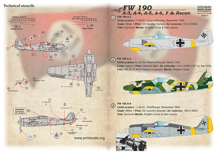 Print Scale 48-281 1:48 Focke-Wulf Fw-190 A-3, A-4, A-5, A-6, F & Recon Part-1