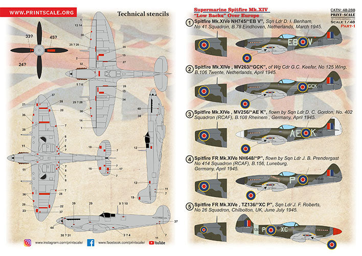 Print Scale 48-288 1:48 Supermarine Spitfire Mk.XIV Low Backs Part 1