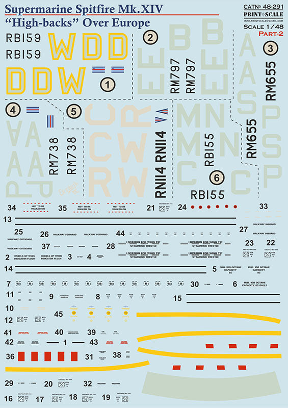 Print Scale 48-291 1:48 Supermarine Spitfire Mk.XIV High Backs Part 21.