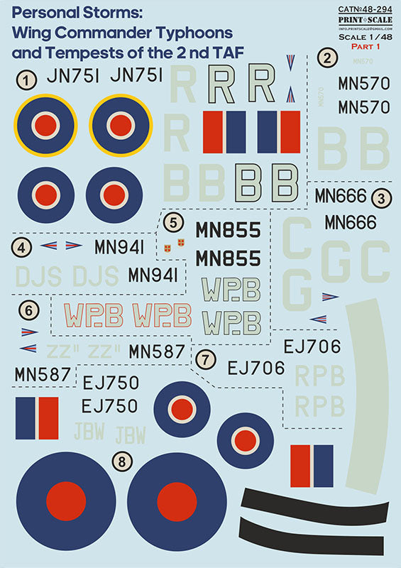 Print Scale 48294 1:48 Personal Storm: Wing Commander Typhoon and Tempests of the 2nd TAF. Part 1