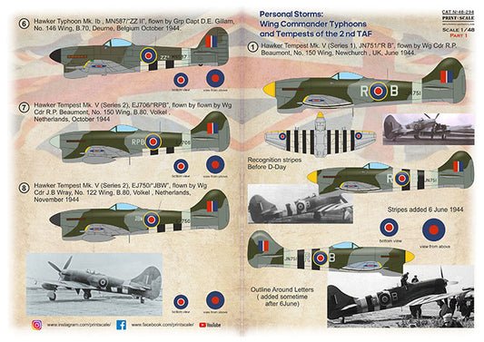 Print Scale 48294 1:48 Personal Storm: Wing Commander Typhoon and Tempests of the 2nd TAF. Part 1