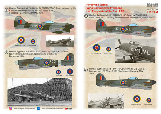 Print Scale 48295 1:48 Personal Storm: Wing Commander Typhoon and Tempests of the 2nd TAF. Part 21