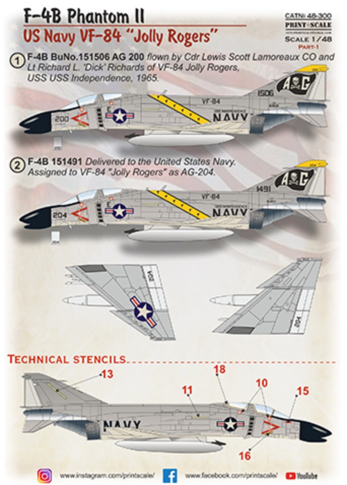 Print Scale 48300 1:48 McDonnell F-4B Phantom II. US NAVY VF-84 'Jolly Rogers'. Part 1