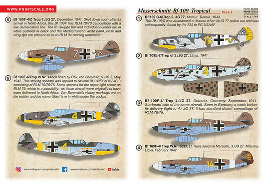 Print Scale 48308 1:48 Messerschmitt Bf-109. Tropical options. Part 1