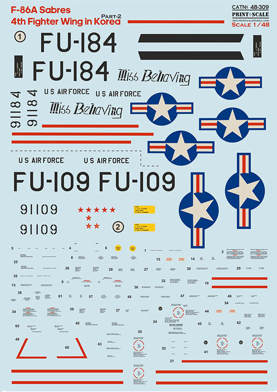 Print Scale 48309 1:48 North-American F-86A Sabres 4th Fighter Wing in Korea. Part 2
