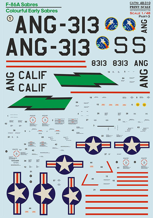 Print Scale 48310 1:48 North-American F-86A Colorful Early Sabres.