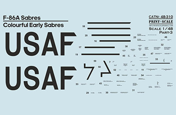 Print Scale 48310 1:48 North-American F-86A Colorful Early Sabres.
