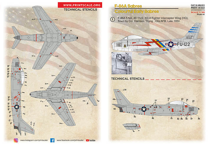 Print Scale 48311 1:48 North-American F-86A Colorful Early Sabres