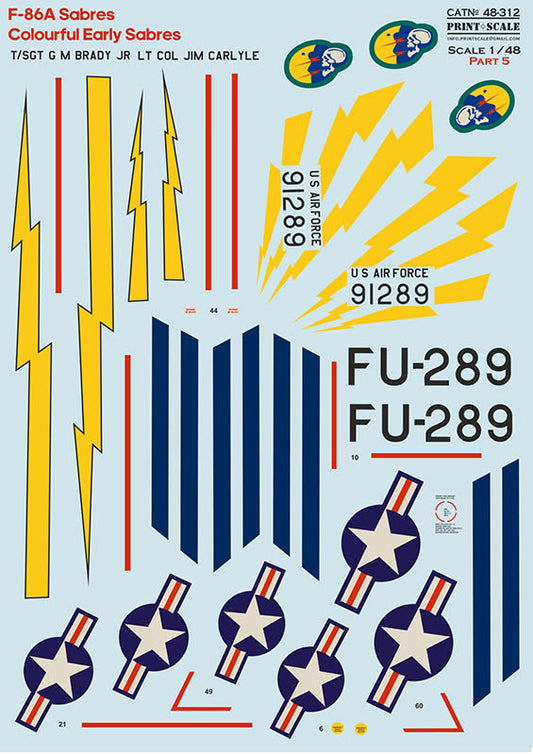 Print Scale 48312 1:48 North-American F-86A Colorful Early Sabres.