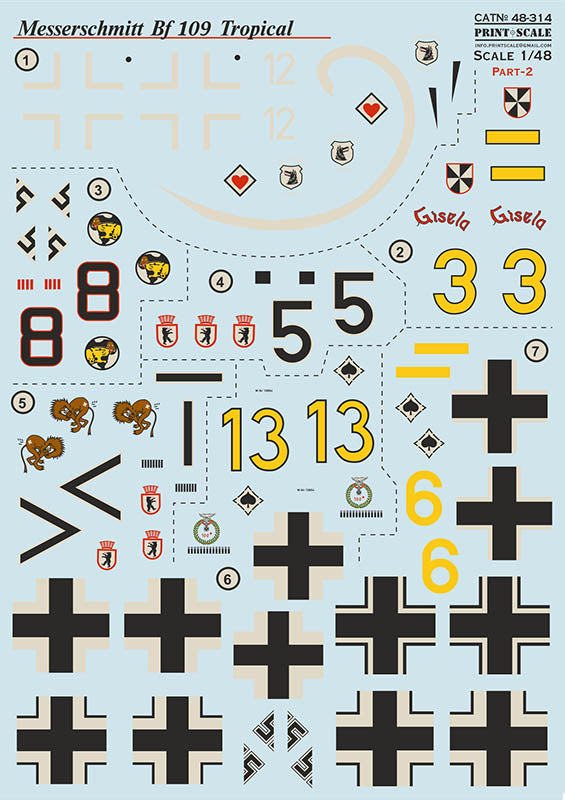 Print Scale 48314 1:48 Messerschmitt Bf-109. Tropical options. Part 2.