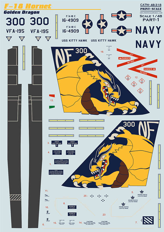 Print Scale 48318 1:48 F/A-18C Hornet Golden Dragon No.164909 NF 300