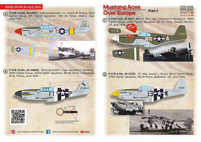Print Scale 48320 1:48 North-American P-51 Mustang Aces over Europe. Part 1
