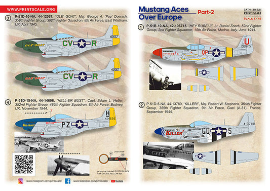 Print Scale 48321 1:48 North-African P-51 Mustang Aces over Europe. Part 2