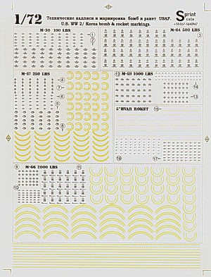 Print Scale 72001 1:72 WWII & Korea Bomb & Rocket Markings