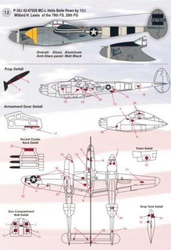 Print Scale 72016 1:72 Lockheed P-38H/P-38J Lightning Part 1