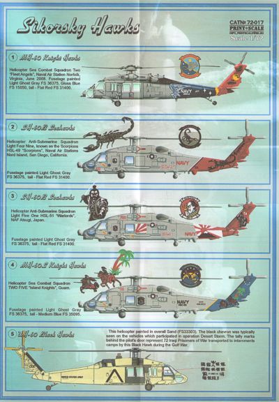 Print Scale 72017 1:72 Family of "Hawks" of Sikorsky