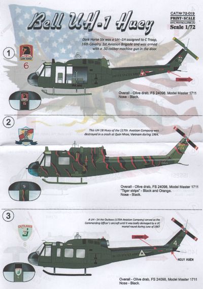 Print Scale 72019 1:72 Bell UH-1B/UH-1D Huey