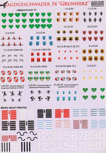 Print Scale 72020 1:72 Jagdgeschwader 54 'Grunherz'