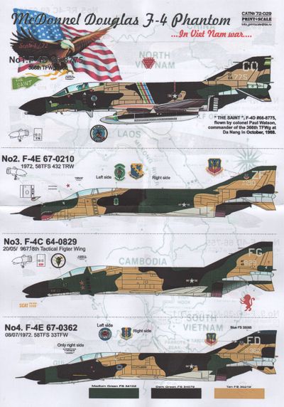 Print Scale 72029 1:72 McDonnell-Douglas F-4C/D/E/RF-4C Phantom II in Vietnam War