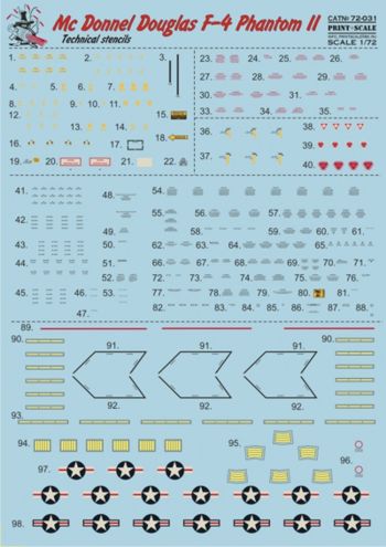 Print Scale 72031 1:72 McDonnell-Douglas F-4 Phantom II Technical Stencils