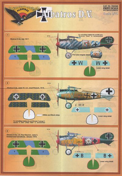 Print Scale 72034 1:72 Albatros D.V.