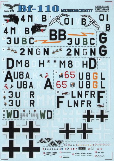 Print Scale 72035 1:72 Messerschmitt Bf-110