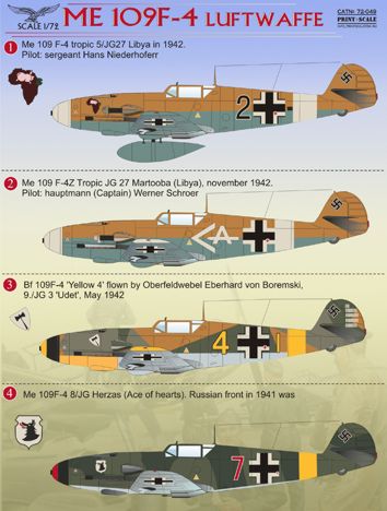 Print Scale 72049 1:72 Messerschmitt Bf-109F-4