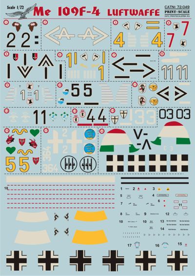 Print Scale 72049 1:72 Messerschmitt Bf-109F-4