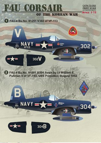 Print Scale 72052 1:72 Vought F4U Corsair Korean War