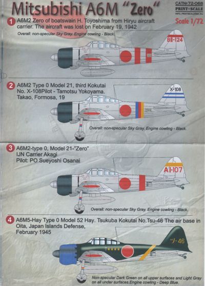 Print Scale 72068 1:72 Mitsubishi A6M 'Zero'