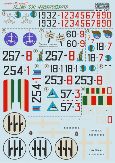 Print Scale 72074 1:72 Savoia-Marchetti SM.79 'Sparviero'