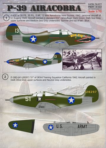 Print Scale 72077 1:72 Bell P-39 Airacobra