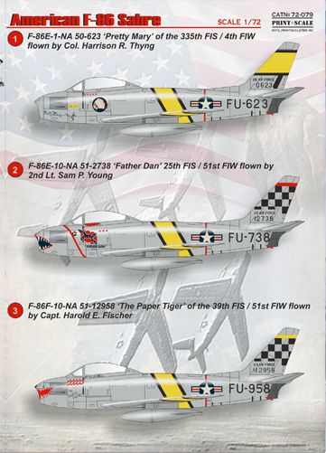 Print Scale 72079 1:72 North-American F-86E Sabre