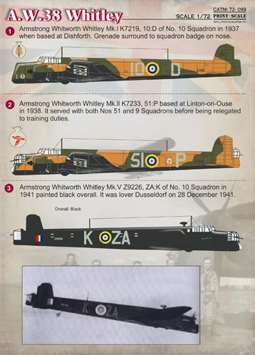 Print Scale 72099 1:72 Armstrong-Whitworth A.W.38 Whitley