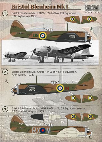 Print Scale 72100 1:72 Bristol Blenheim