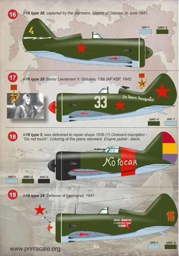 Print Scale 72101 1:72 Polikarpov I-16