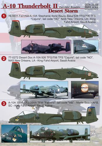 Print Scale 72102 1:72 Fairchild A-10 Thunderbolt II