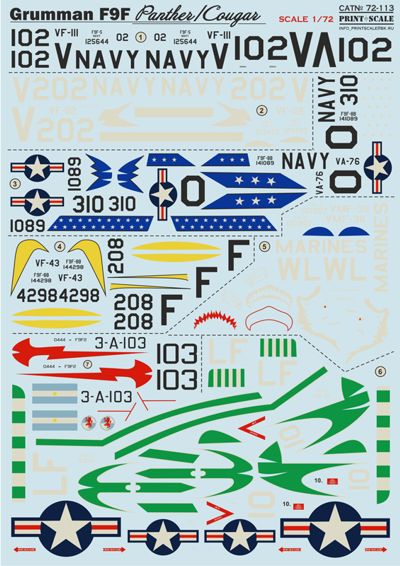 Print Scale 72113 1:72 Grumman F9F Panther and Cougar