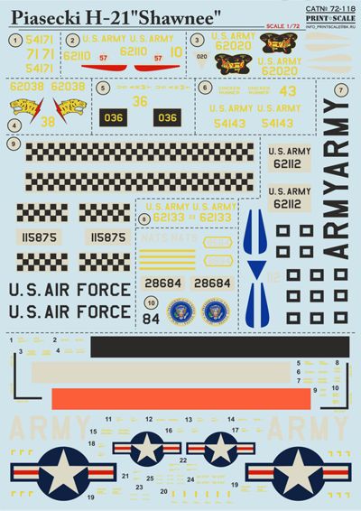 Print Scale 72118 1:72 Piasecki H-21 Shawnee