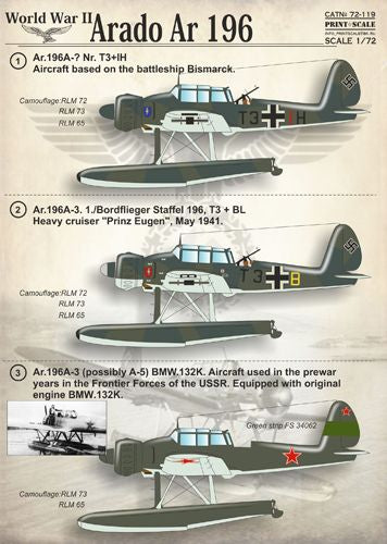 Print Scale 72119 1:72 Arado Ar-196