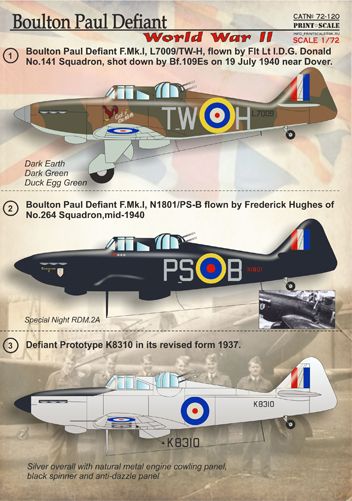 Print Scale 72120 1:72 Boulton-Paul Defiant