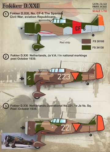 Print Scale 72123 1:72 Fokker D.XXI