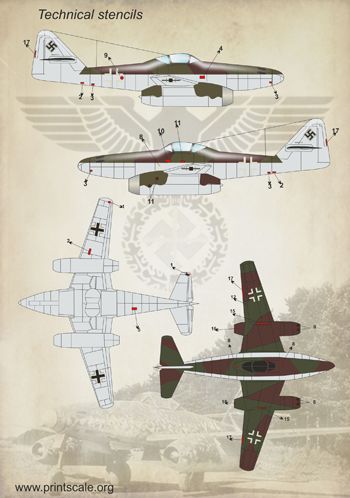 Print Scale 72125 1:72 Messerschmitt Me-262 'Schwalbe'