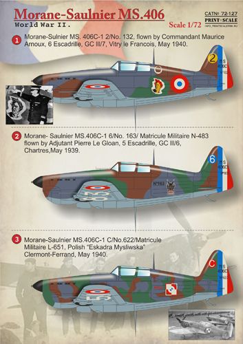 Print Scale 72127 1:72 Morane-Saulnier MS.406C1