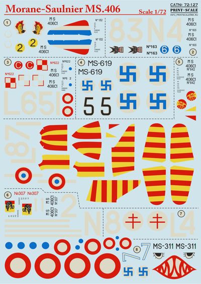 Print Scale 72127 1:72 Morane-Saulnier MS.406C1