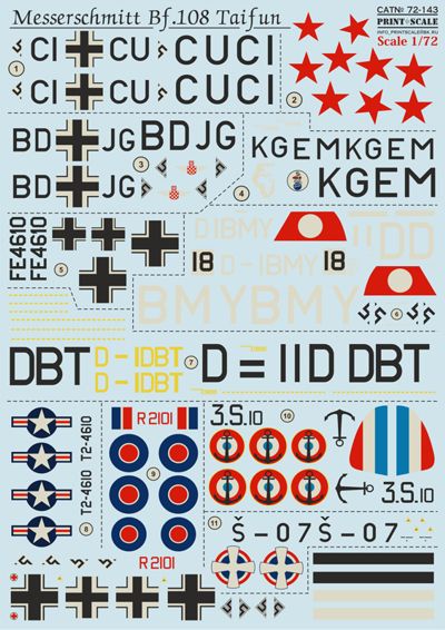 Print Scale 72143 1:72 Messerschmitt Bf-108B Taifun