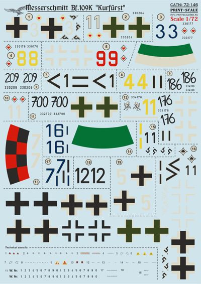 Print Scale 72146 1:72 Messerschmitt Bf-109K