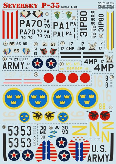 Print Scale 72148 1:72 Seversky P-35