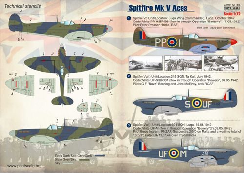 Print Scale 72155 1:72 Supermarine Spitfire Mk.V